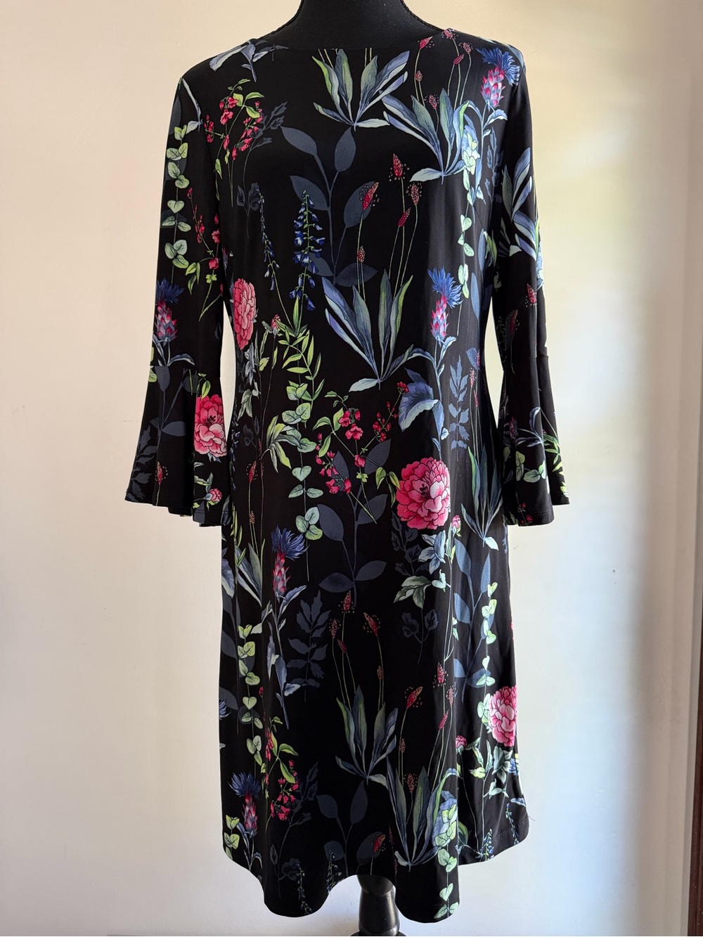 Tommy Hilfiger Black Long Sleeve Floral Shift Dress